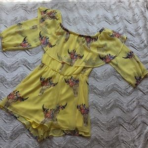 Yellow Off The Shoulder Romper